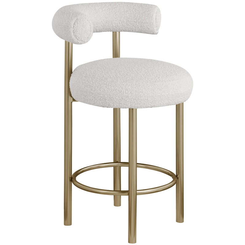 Meridian Bordeaux Cream Boucle Fabric Stool IMAGE 3