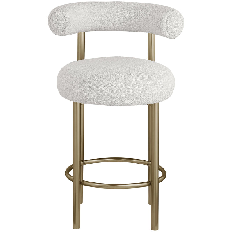 Meridian Bordeaux Cream Boucle Fabric Stool IMAGE 4