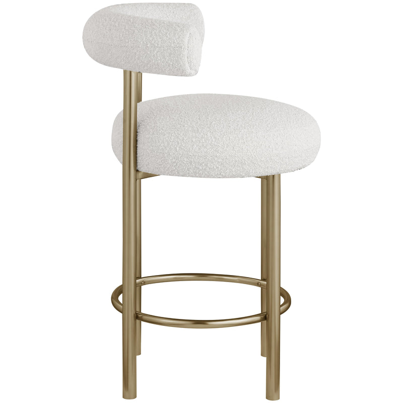 Meridian Bordeaux Cream Boucle Fabric Stool IMAGE 5