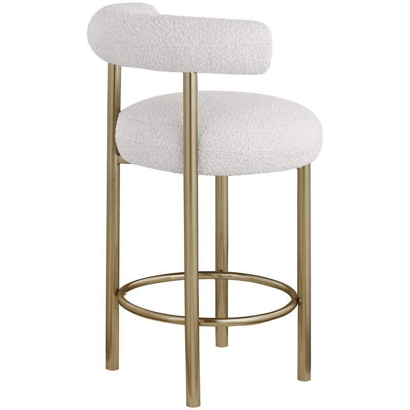 Meridian Bordeaux Cream Boucle Fabric Stool IMAGE 6