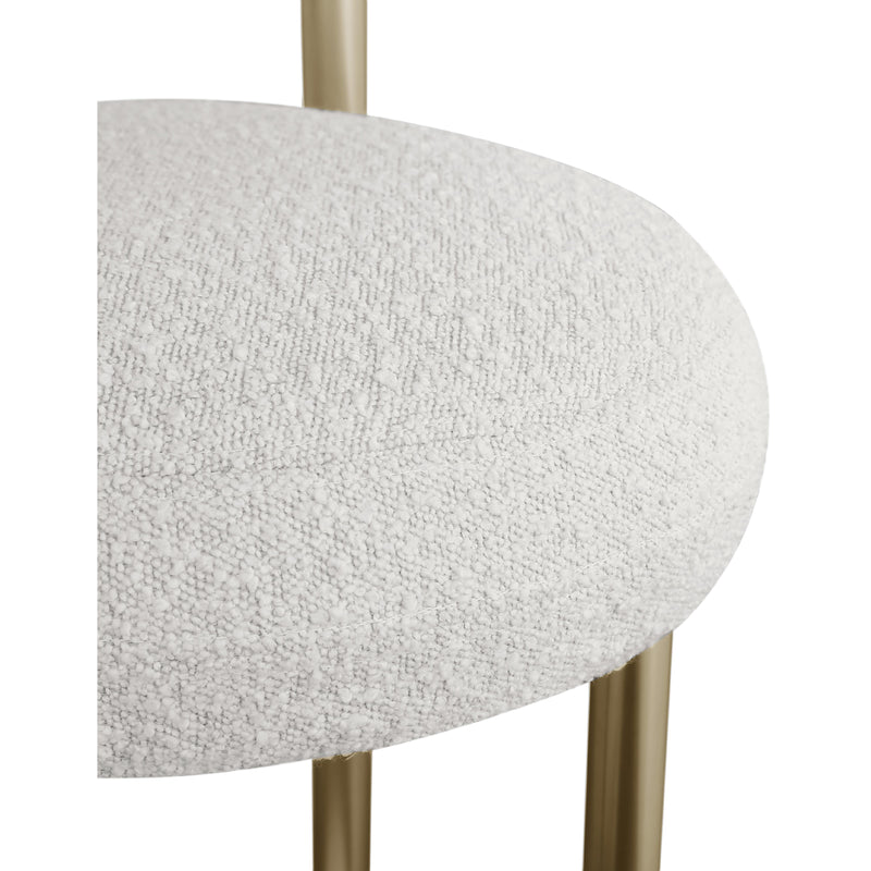 Meridian Bordeaux Cream Boucle Fabric Stool IMAGE 7