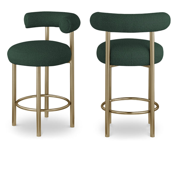 Meridian Bordeaux Green Boucle Fabric Stool IMAGE 1