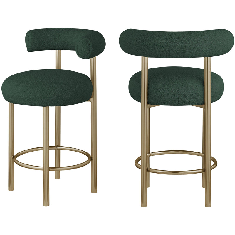 Meridian Bordeaux Green Boucle Fabric Stool IMAGE 9