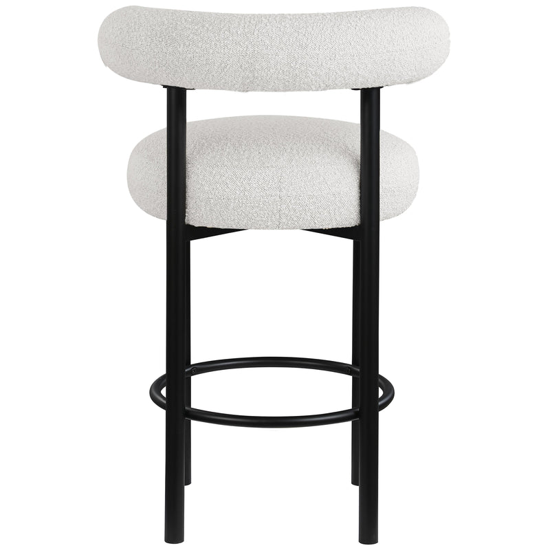 Meridian Bordeaux Cream Boucle Fabric Stool IMAGE 2