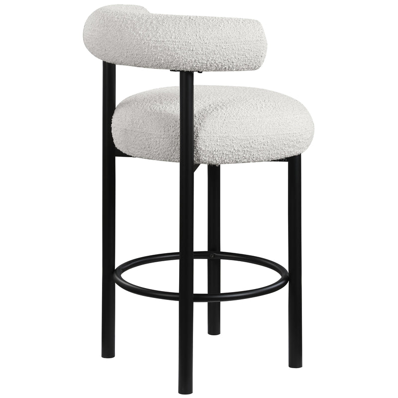 Meridian Bordeaux Cream Boucle Fabric Stool IMAGE 6