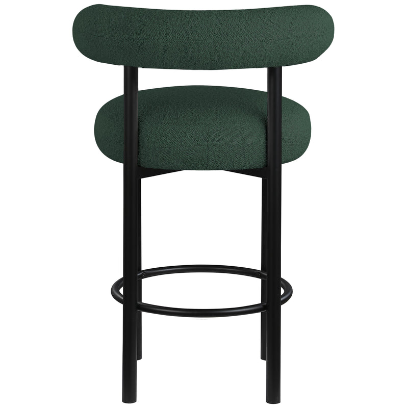 Meridian Bordeaux Green Boucle Fabric Stool IMAGE 2