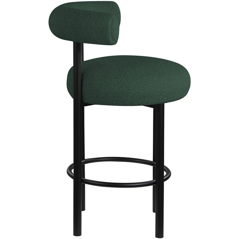 Meridian Bordeaux Green Boucle Fabric Stool IMAGE 5