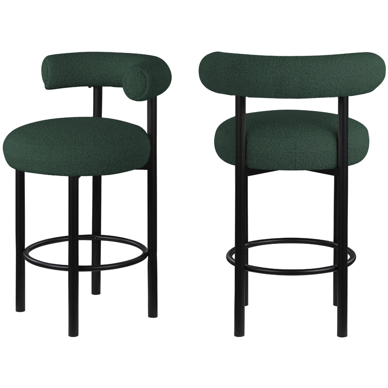 Meridian Bordeaux Green Boucle Fabric Stool IMAGE 9