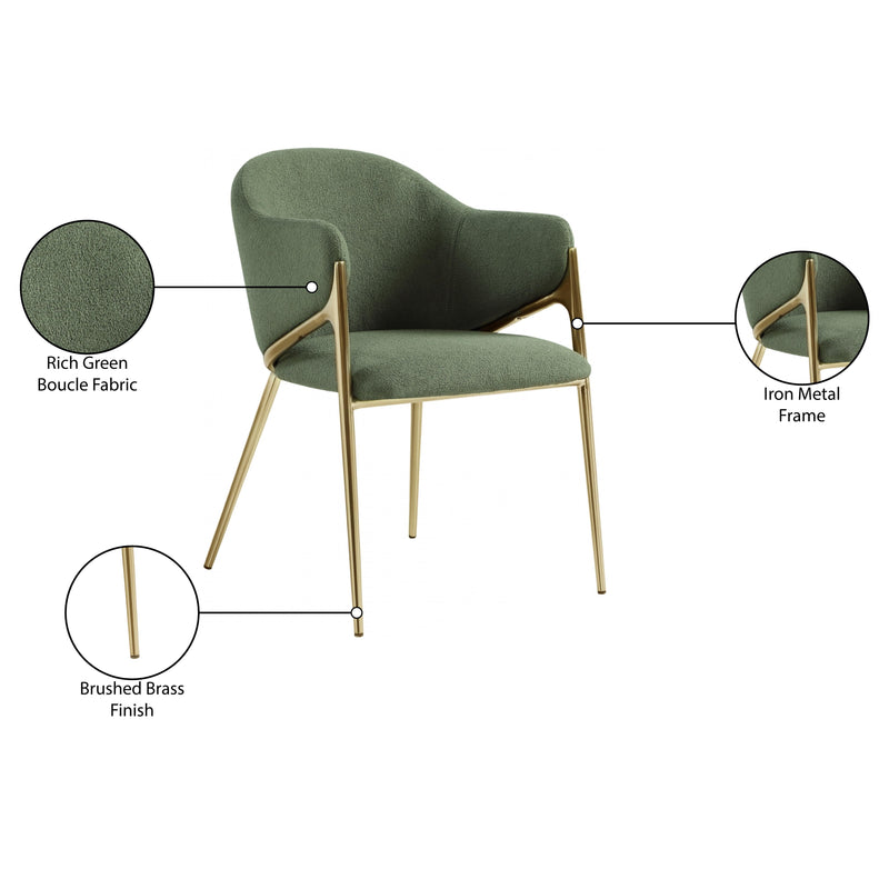 Meridian Nial Green Boucle Fabric Dining Chair IMAGE 7