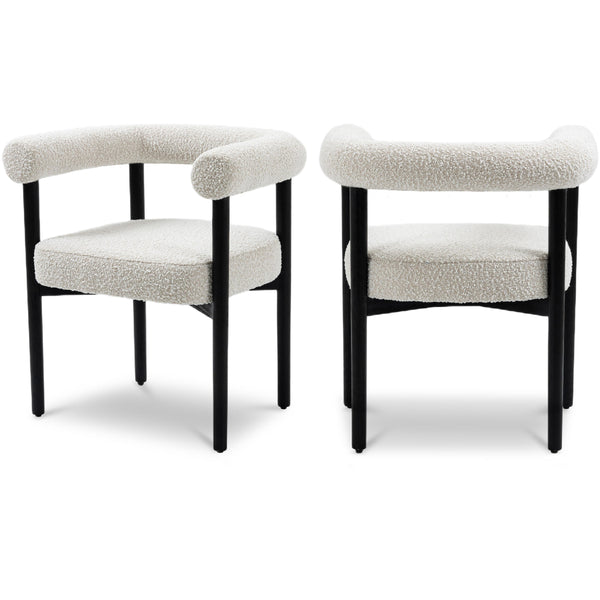 Meridian Hyatt Cream Boucle Fabric Dining Chair IMAGE 1