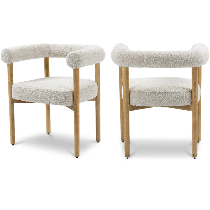 Meridian Hyatt Cream Boucle Fabric Dining Chair IMAGE 1