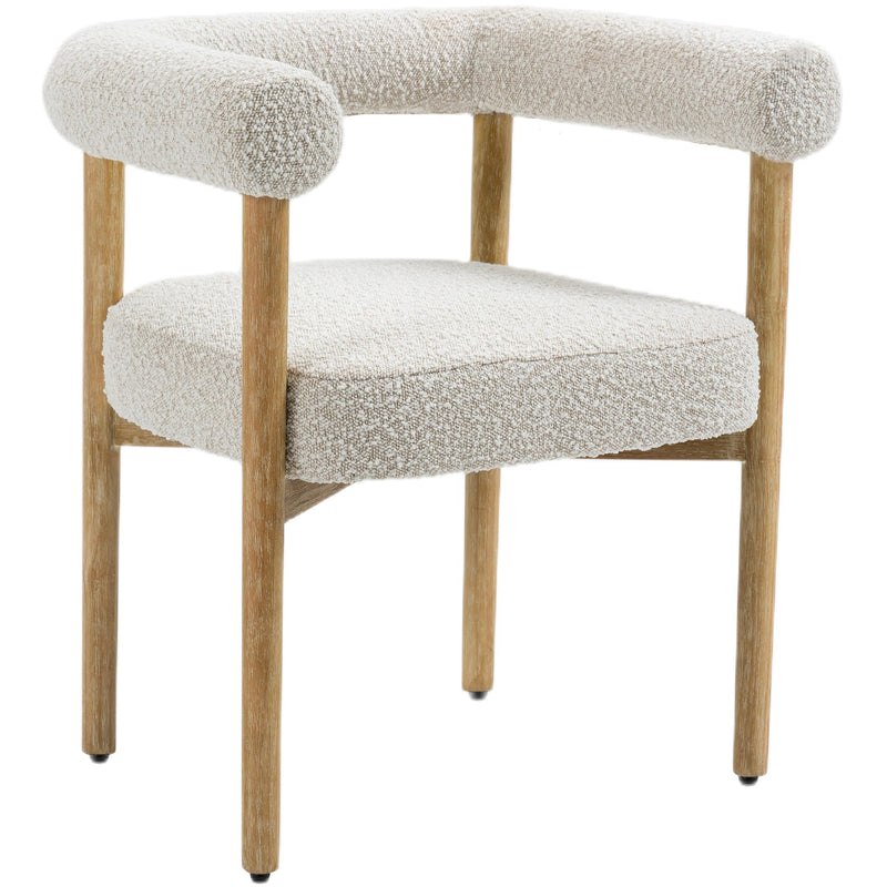 Meridian Hyatt Cream Boucle Fabric Dining Chair IMAGE 3