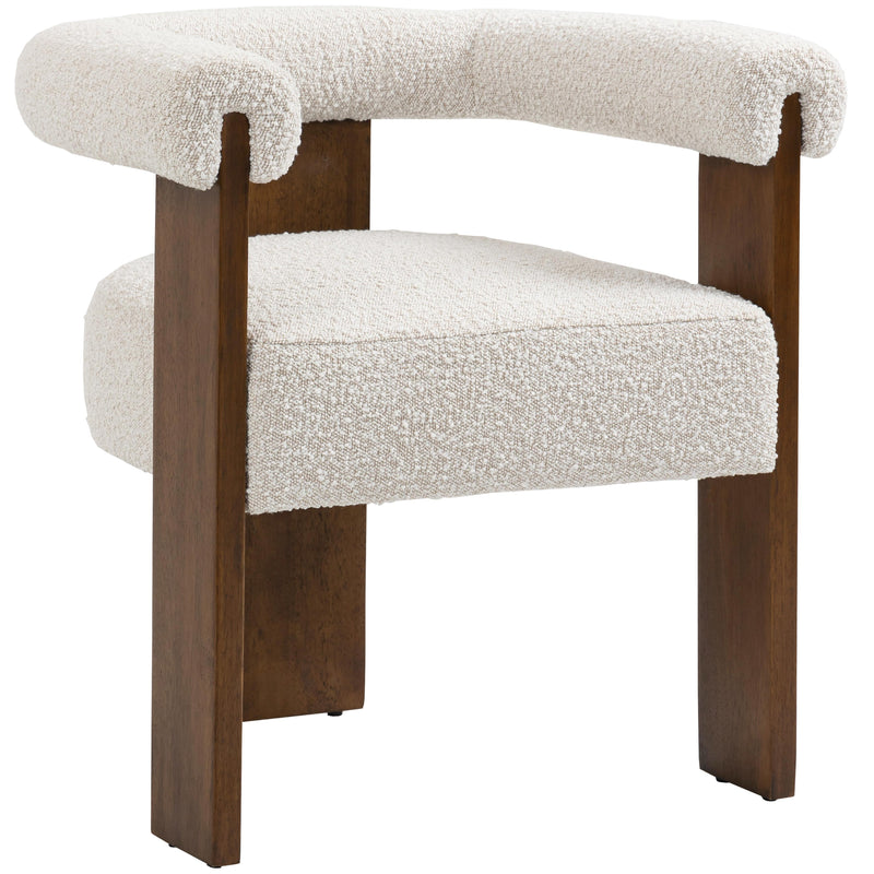 Meridian Barrel Cream Boucle Fabric Dining Chair IMAGE 3