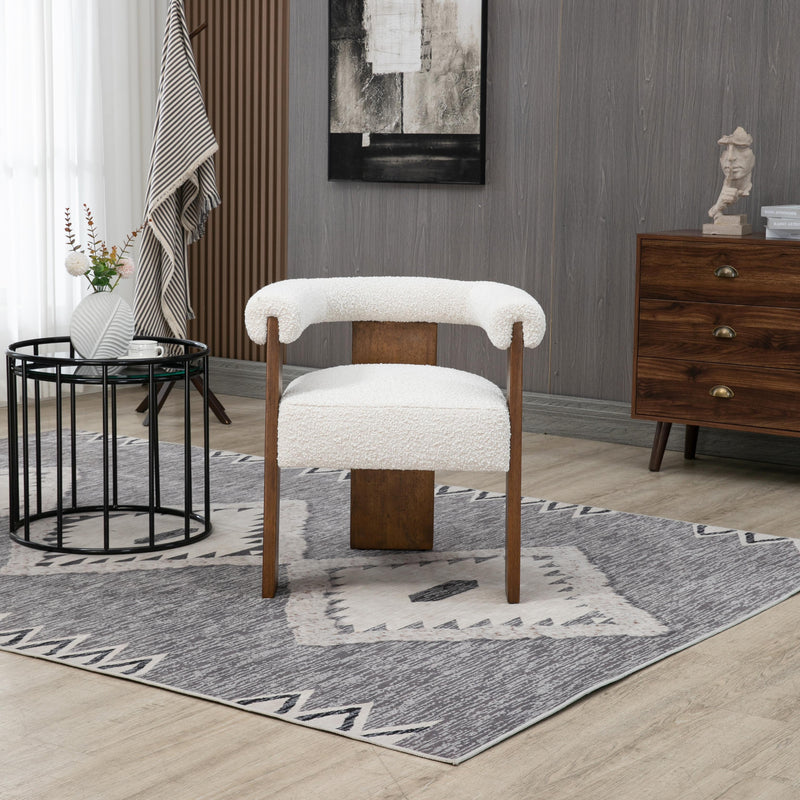 Meridian Barrel Cream Boucle Fabric Dining Chair IMAGE 8