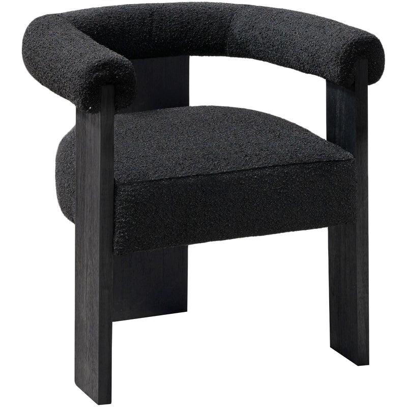 Meridian Barrel Black Boucle Fabric Dining Chair IMAGE 3