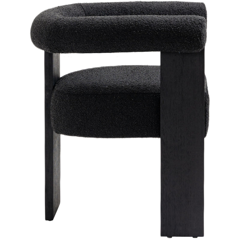 Meridian Barrel Black Boucle Fabric Dining Chair IMAGE 6