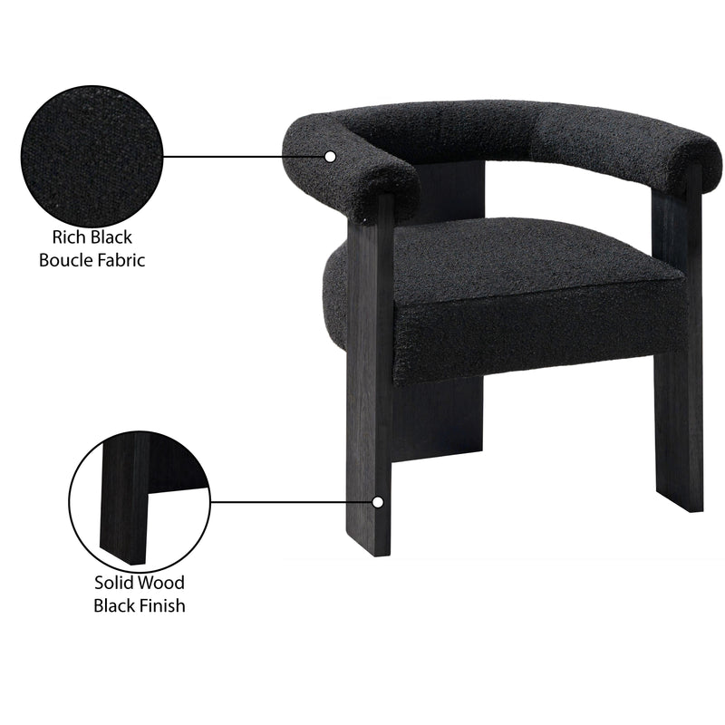 Meridian Barrel Black Boucle Fabric Dining Chair IMAGE 9