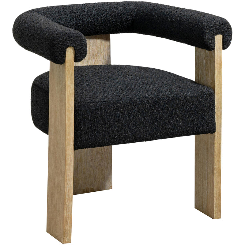 Meridian Barrel Black Boucle Fabric Dining Chair IMAGE 3