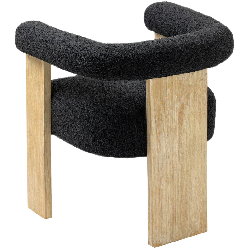 Meridian Barrel Black Boucle Fabric Dining Chair IMAGE 4