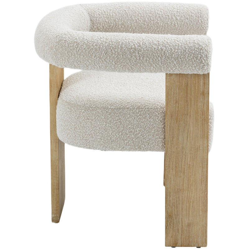 Meridian Barrel Cream Boucle Fabric Dining Chair IMAGE 6