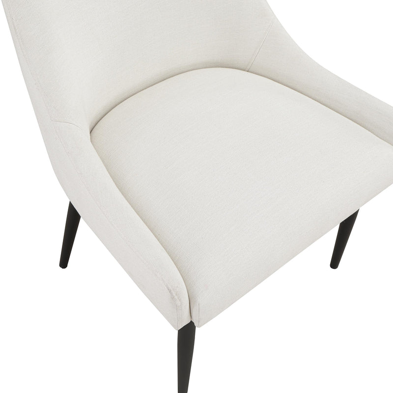 Meridian Camden Cream Linen Textured Fabric Dining Chair IMAGE 7