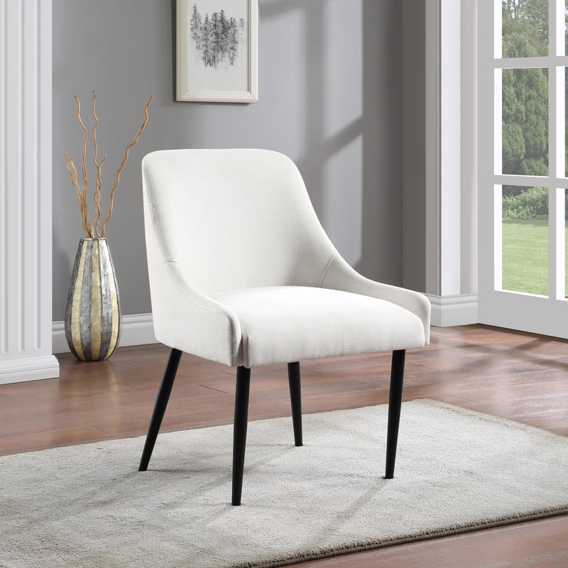 Meridian Camden Cream Linen Textured Fabric Dining Chair IMAGE 8