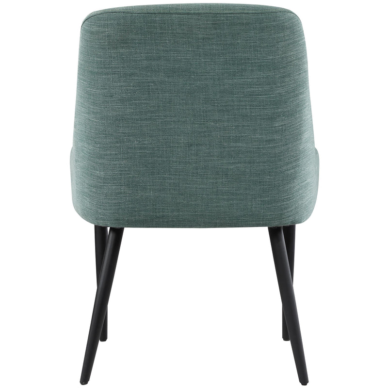 Meridian Camden Green Linen Textured Fabric Dining Chair IMAGE 2