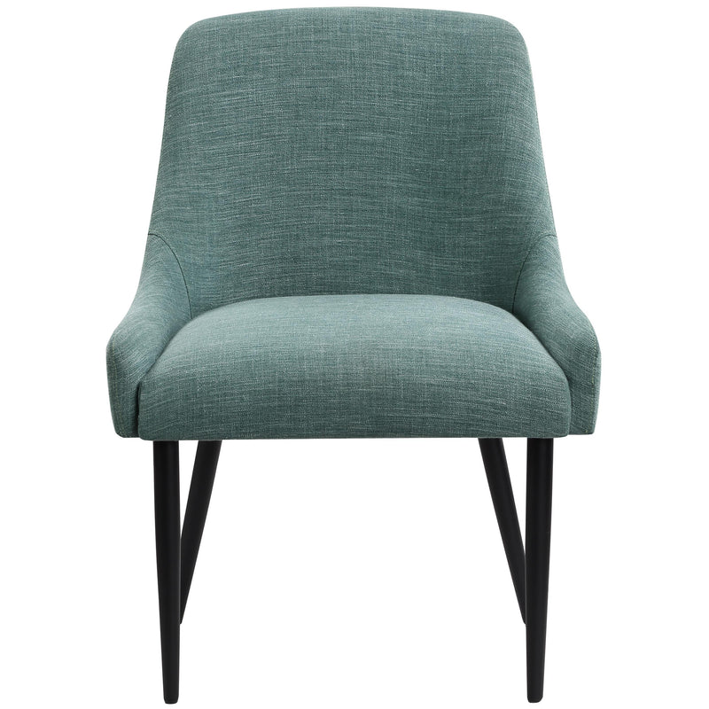 Meridian Camden Green Linen Textured Fabric Dining Chair IMAGE 4