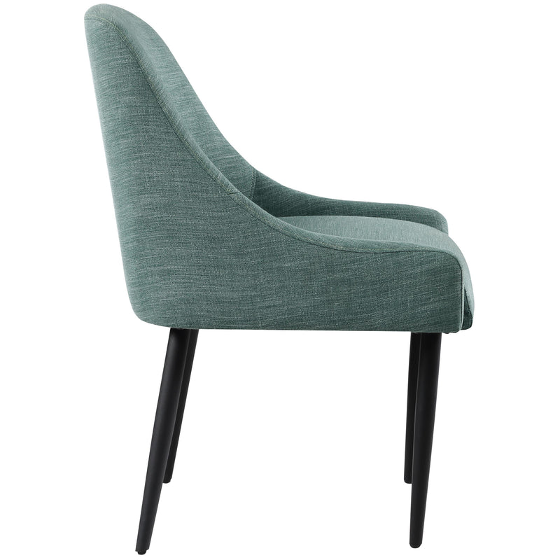 Meridian Camden Green Linen Textured Fabric Dining Chair IMAGE 5