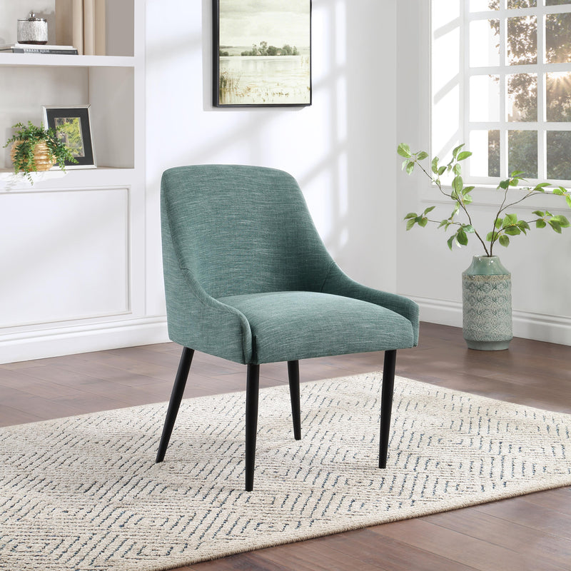 Meridian Camden Green Linen Textured Fabric Dining Chair IMAGE 8