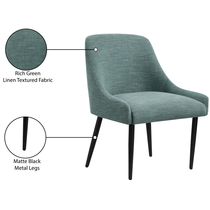 Meridian Camden Green Linen Textured Fabric Dining Chair IMAGE 9