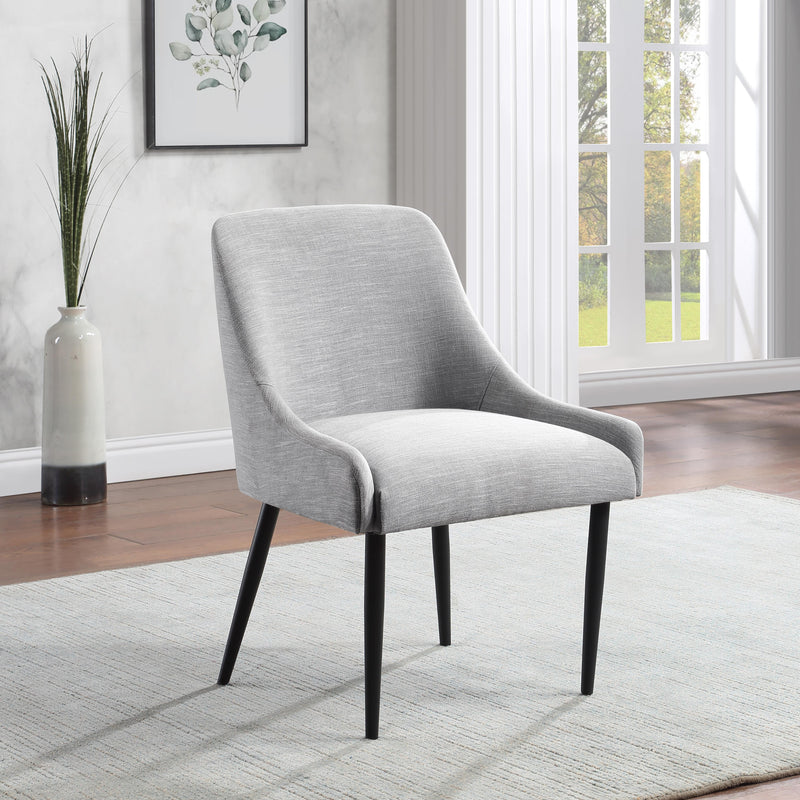 Meridian Camden Grey Linen Textured Fabric Dining Chair IMAGE 8