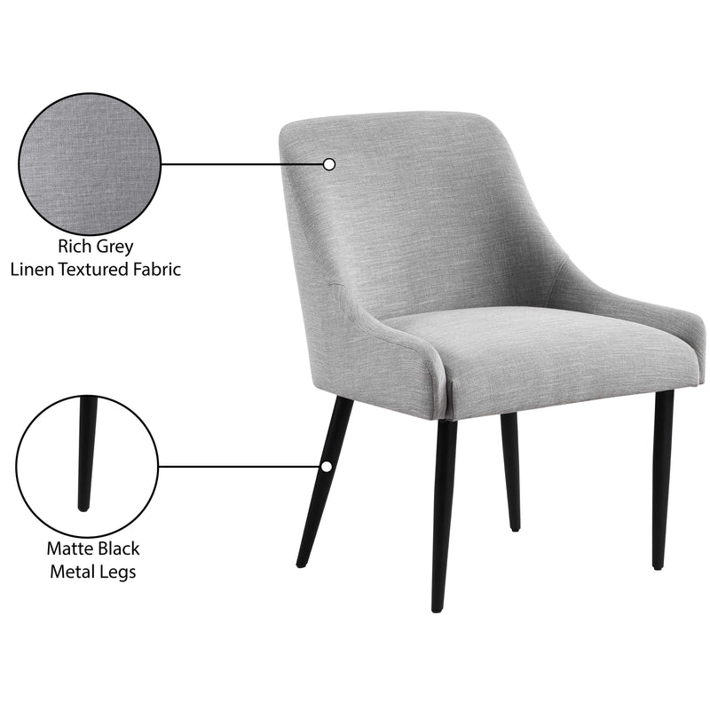 Meridian Camden Grey Linen Textured Fabric Dining Chair IMAGE 9