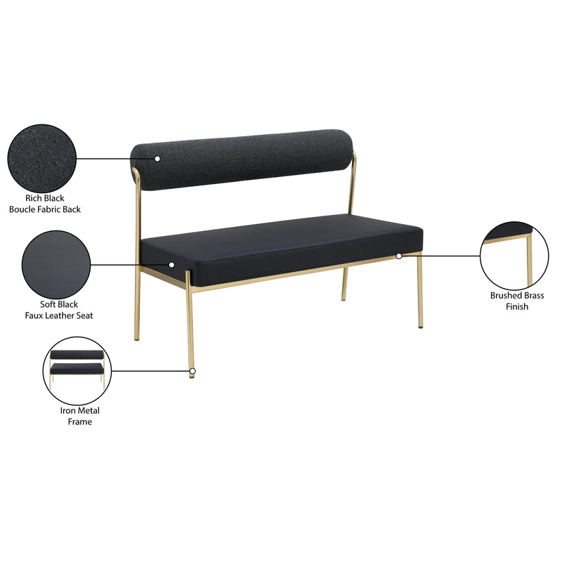 Meridian Carly Black Vegan Leather Bench IMAGE 8