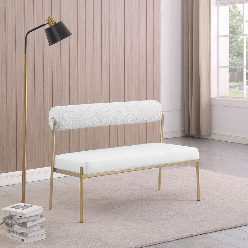 Meridian Carly Cream Vegan Leather Bench IMAGE 2