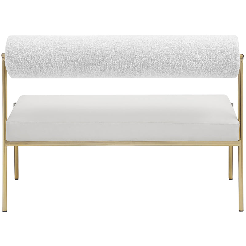 Meridian Carly Cream Vegan Leather Bench IMAGE 3