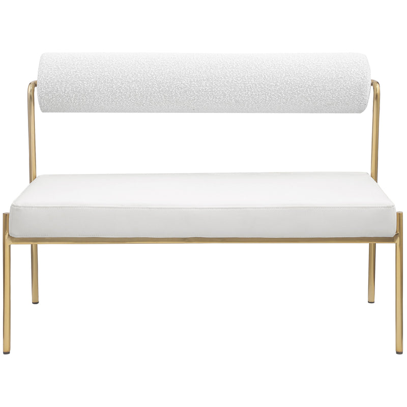 Meridian Carly Cream Vegan Leather Bench IMAGE 4