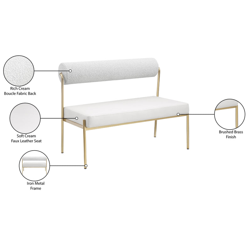 Meridian Carly Cream Vegan Leather Bench IMAGE 8