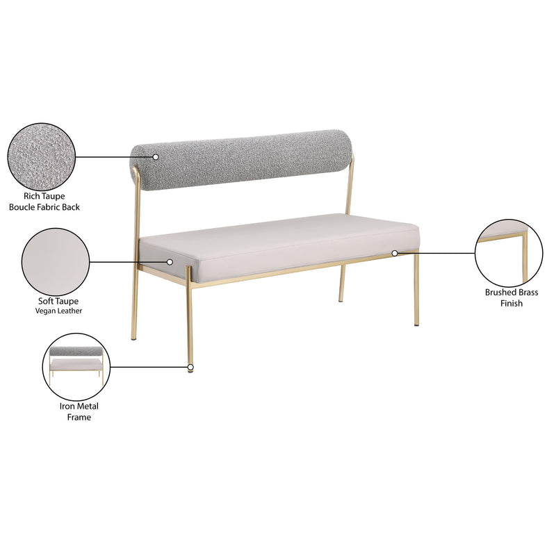 Meridian Carly Taupe Vegan Leather Bench IMAGE 8