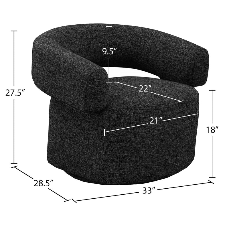 Diamond Modern Furniture Meridian Niya Swivel Fabric Accent Chair 598Black IMAGE 10