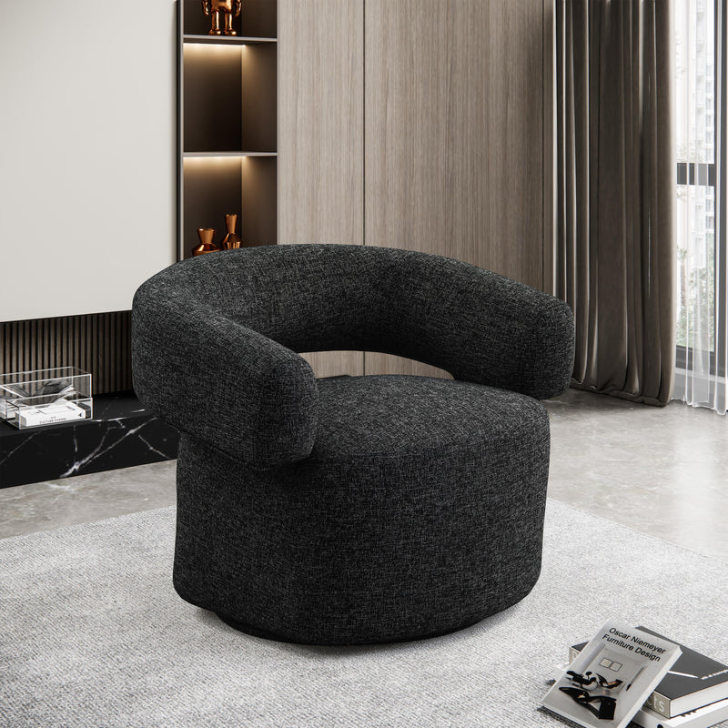 Diamond Modern Furniture Meridian Niya Swivel Fabric Accent Chair 598Black IMAGE 2