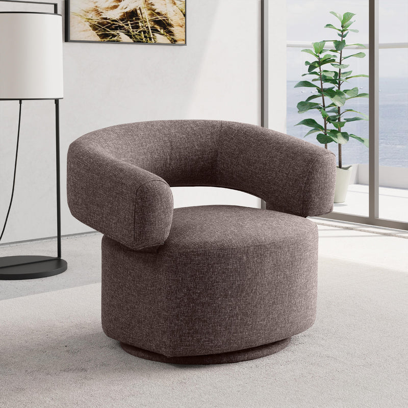 Diamond Modern Furniture Meridian Niya Swivel Fabric Accent Chair 598Brown IMAGE 2