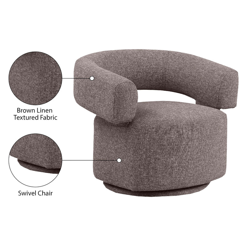 Diamond Modern Furniture Meridian Niya Swivel Fabric Accent Chair 598Brown IMAGE 9