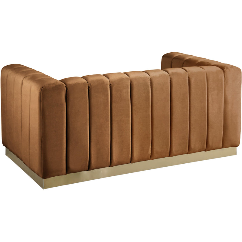 Meridian Marlon Saddle Velvet Loveseat IMAGE 3