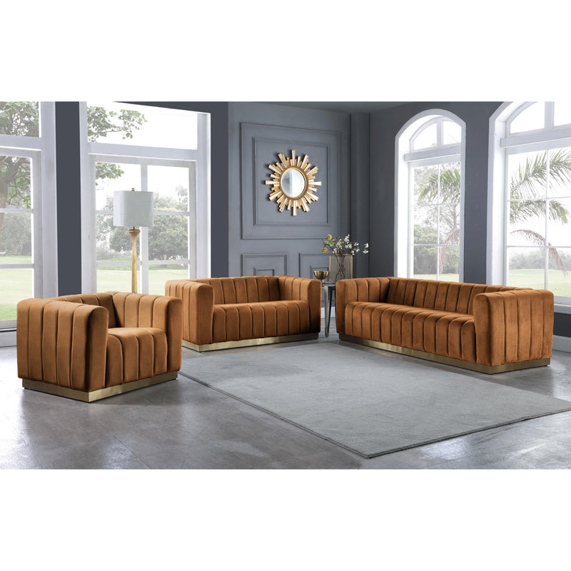 Meridian Marlon Saddle Velvet Loveseat IMAGE 7