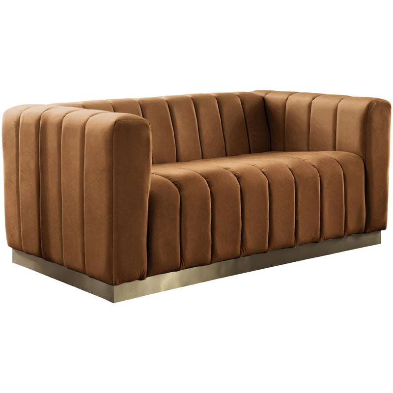 Meridian Marlon Saddle Velvet Loveseat IMAGE 9