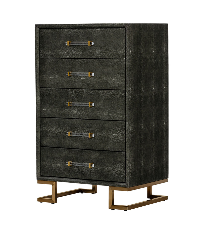 Modrest Howard - Modern Shagreen Grey Leatherette & Gold Chest