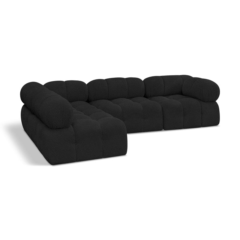 Meridian Ames Black Boucle Fabric Modular Sectional IMAGE 1