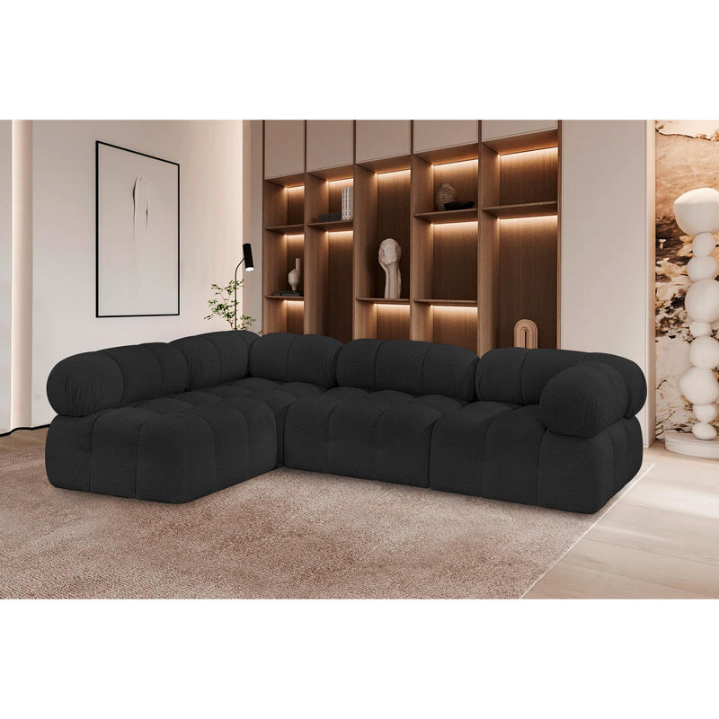 Meridian Ames Black Boucle Fabric Modular Sectional IMAGE 2