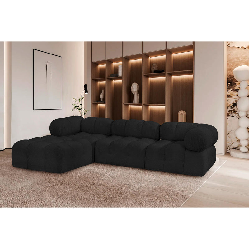 Meridian Ames Black Boucle Fabric Modular Sectional IMAGE 2